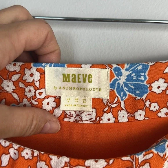 Anthropologie Maeve The Lille Side Slit Midi Skirt Size 6 Lined Orange Viscose - Picture 14 of 16